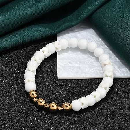 Ion Plating(IP) 304 Stainless Steel & Round Glass Beaded Stretch Bracelets for Women Men BJEW-M046-05G-1