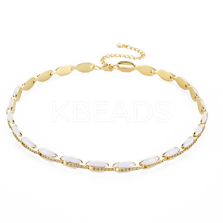 Brass Micro Pave Cubic Zirconia Link Tennis Necklaces for Women NJEW-T013-01G-08-1