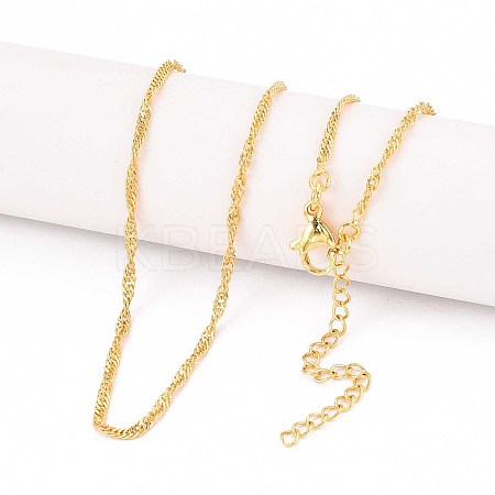 1.8MM Brass Singapore Chain Necklaces for Men Women NJEW-N057-02G-1