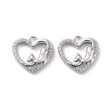 Rack Plating Brass Micro Pave Cubic Zirconia Pendants KK-K333-92P-1