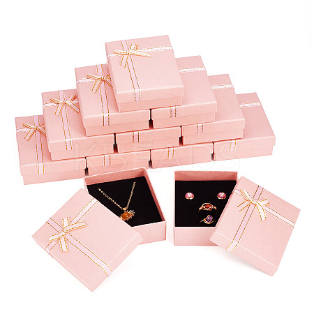 Rectangle Paper Jewelry Set Storage Boxes with Bowknot X1-CON-TAC0014-04C-1