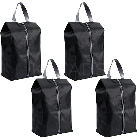 4Pcs Rectangle Polyester Fabric Waterproof Shoes Storage Zipper Bags with Imitation Leather Handle ABAG-GF0001-31-1