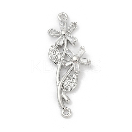 Brass Clear Cubic Zirconia Connector Charms LS-KK-Z094-06P-03-1