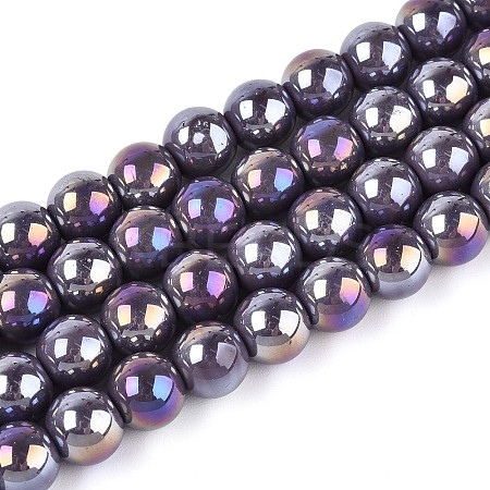 Electroplate Opaque Glass Beads Strands GLAA-T032-P8mm-AB15-1