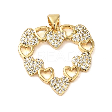 Rack Plating Brass & Clear Cubic Zirconia Pendants KK-S372-27G-1