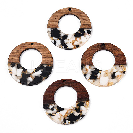 Transparent Resin & Walnut Wood Pendants RESI-TAC0017-74-A01-1