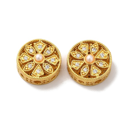 Rack Plating Hollow Brass Cubic Zirconia Beads KK-K381-21D-MG-1