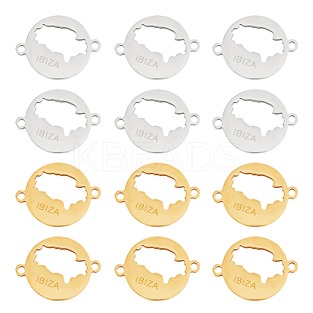12Pcs 2 Colors 201 Stainless Steel Connector Charms STAS-UN0048-28-1