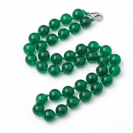Natural Malaysia Jade Beaded Necklaces NJEW-S404-18-1