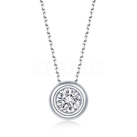 Anti-Tarnish Rhodium Plated 925 Sterling Silver Pave Crystal Moissanite Rhinestone Flat Round Multi-Strand Links STER-U003-05P-1