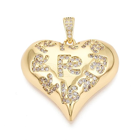 Brass Micro Pave Clear Cubic Zirconia Pendants KK-N268-97A-G-1