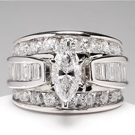 Horse Eye Alloy with Crystal Rhinestone Finger Rings FS-WG251C3-10-1