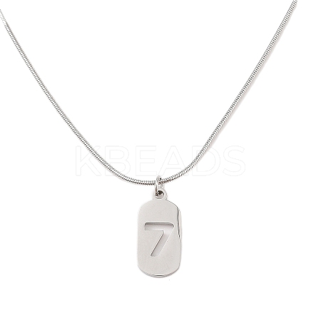 Non-Tarnish 304 Stainless Steel Oval with Hollow 7 Pendant Necklaces NJEW-N055-04P-1
