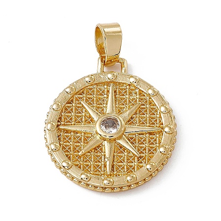 Rack Plating Brass Cubic Zirconia Pendants KK-M236-16G-1