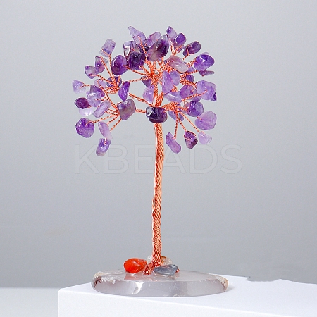Natural Amethyst Chips Tree of Life Decorations PW-WG54461-07-1