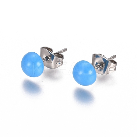 Spray Paint 304 Stainless Steel Stud Earrings EJEW-L215-56E-P-1