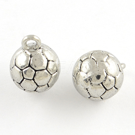Sports Theme Tibetan Style FootBall/Soccer Ball Alloy Charms X-TIBEP-Q054-24AS-RS-1