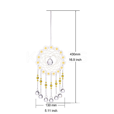 Woven Web/Net with Glass Round Pendant Decorations PW-WG61351-02-1
