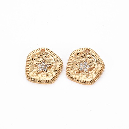 Brass Micro Pave Clear Cubic Zirconia Charms KK-S356-732-1