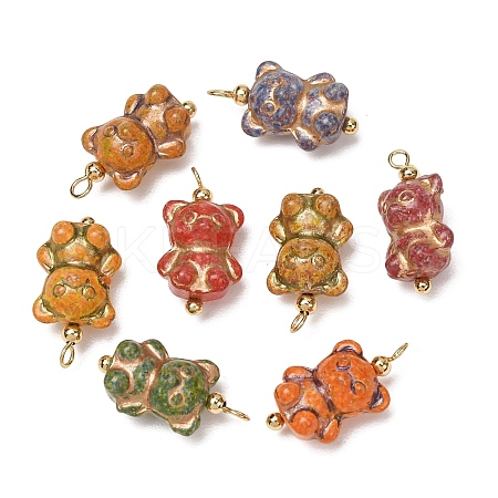 Baking Paint & Golden Metal Enlaced Glass Pendants GL-CBA010C-11G-1
