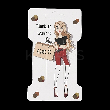 Rectangle Girl Print Paper Hair Clip Display Cards CDIS-M007-03E-1