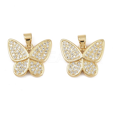 Brass Micro Pave Clear Cubic Zirconia Pendants KK-C109-01G-1