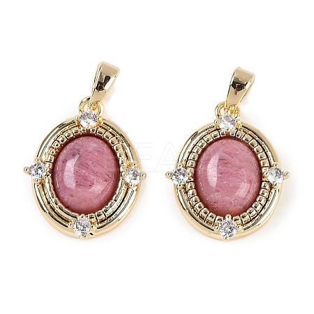 Natural Rhodonite Oval Pendants KK-P283-42B-GG-1