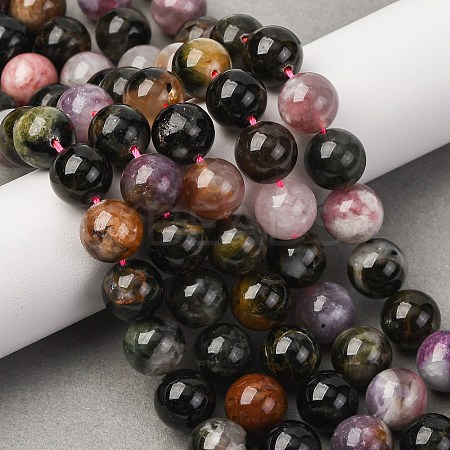 Natural Multicolor Tourmaline Beads Strands G-K402-A01-10mm-1