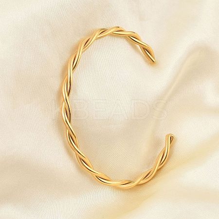 Ion Plating(IP) 304 Stainless Steel Twisted Rope Cuff Bangles LS-BJEW-P296-01G-1