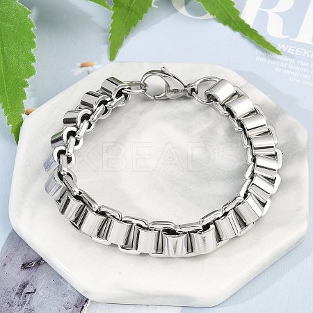 304 Stainless Steel Box Chain Bracelets for Women Men BJEW-F488-47P-1