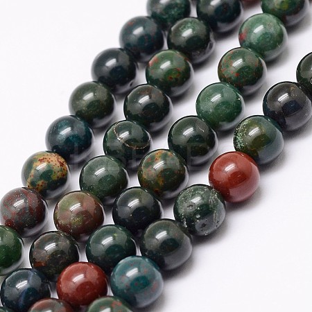 Natural Indian Bloodstone Beads Strands G-P257-07-10mm-1