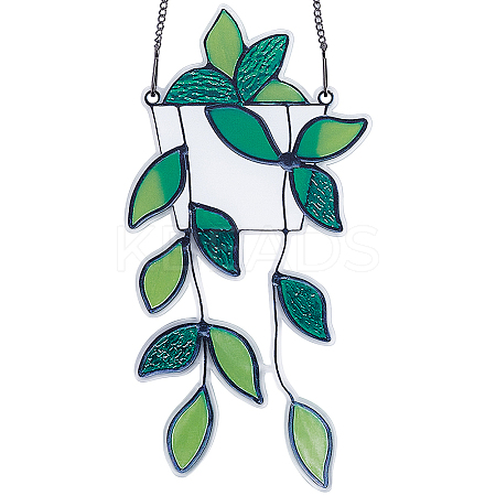 1 Set Plant Acrylic Leaf Window Hanging Decorations AJEW-GF0009-95-1