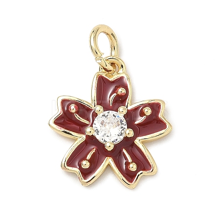Brass Pave Clear Cubic Zirconia Pendants KK-H255-06G-02-1