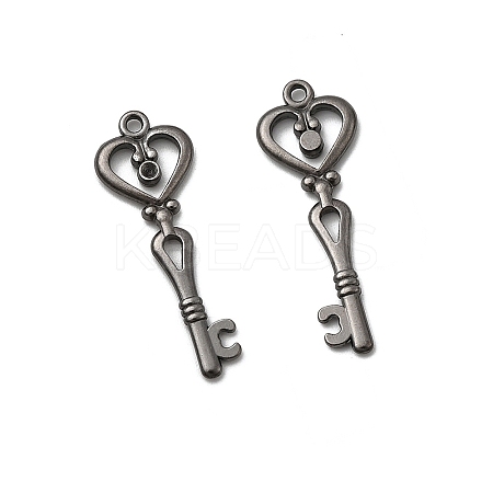 Tibetan Style Alloy Key Pendant Rhinestone Settings TIBEP-Q036-001B-NR-1
