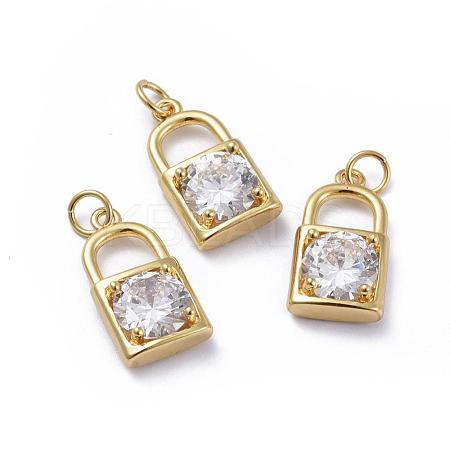 Brass Micro Pave Cubic Zirconia Pendants ZIRC-G163-22G-1