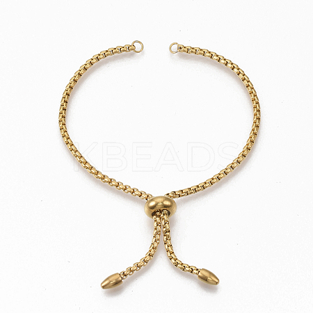 PVD Vacuum Plating Adjustable 304 Stainless Steel Slider Bracelets Making STAS-T050-030G-1