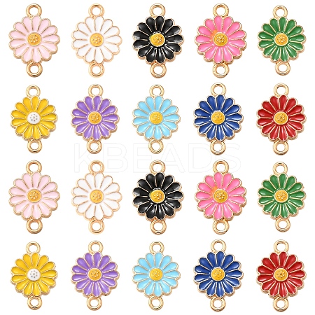 40Pcs 10 Colors Zinc Alloy Enamel Sunflower Connector Charms ENAM-FS0002-43-1