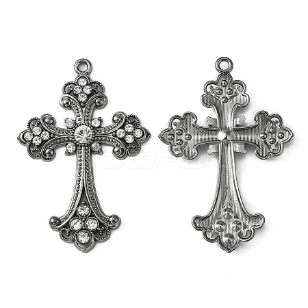 Alloy Rhinestone Cross Big Pendants ALRI-1475-B-NR-1