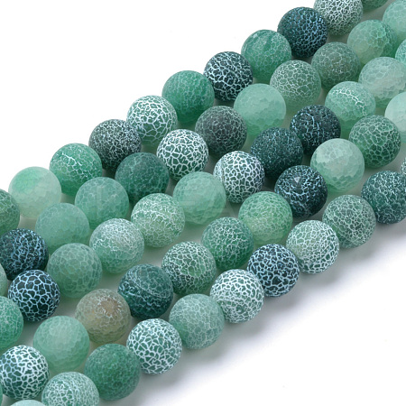 Natural & Dyed Crackle Agate Bead Strands X-G-T056-8mm-06-1