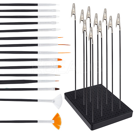 Plastic & Iron Alligator Clip Sticks & Base Set AJEW-OC0005-22-1