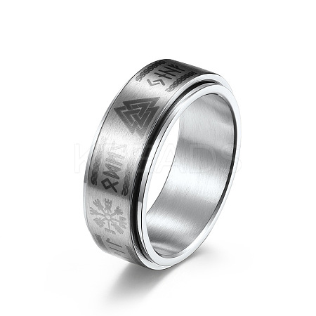 Viking Word 304 Stainless Steel Rotatable Finger Rings for Men FS-WGA52A7-01-1