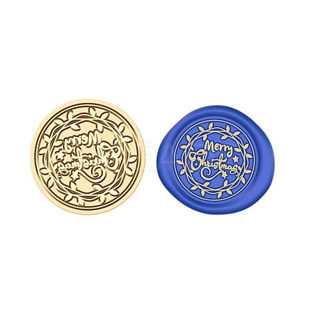 Merry Christmas Wax Seal Brass Stamp Head AJEW-Z031-04G-17-1