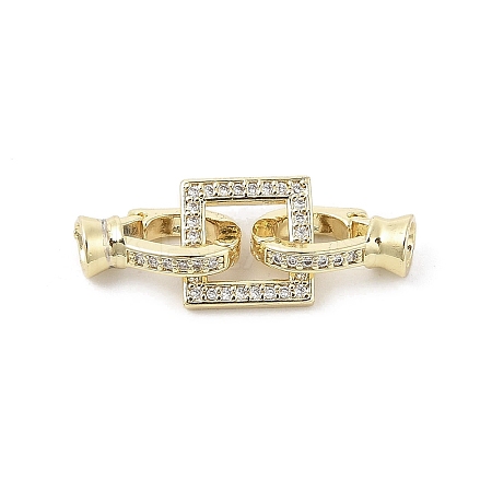 Brass Micro Pave Clear Cubic Zirconia Fold Over Clasps KK-U059-18G-1