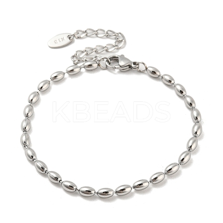 Non-Tarnish 201 Stainless Steel Rugby Beaded Chain Bracelets LS-BJEW-G696-01B-P-1