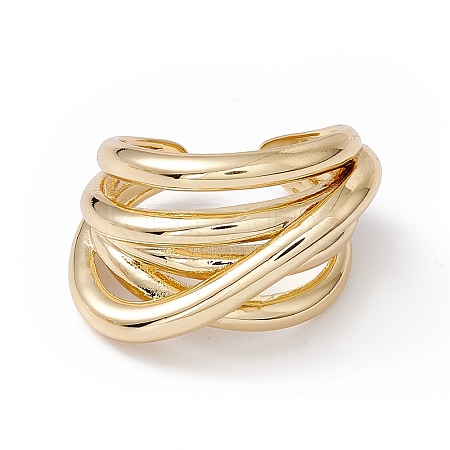 Rack Plating Brass Multi Circle Criss Cross Open Cuff Ring for Women X-RJEW-B043-12-1