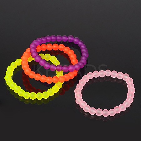 Stretchy Frosted Glass Beads Kids Bracelets for Children's Day BJEW-JB01768-1