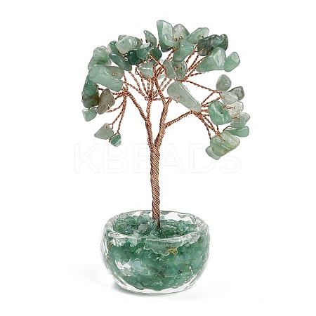 Natural Green Aventurine Chips Tree of Life Decorations DJEW-B013-01A-1