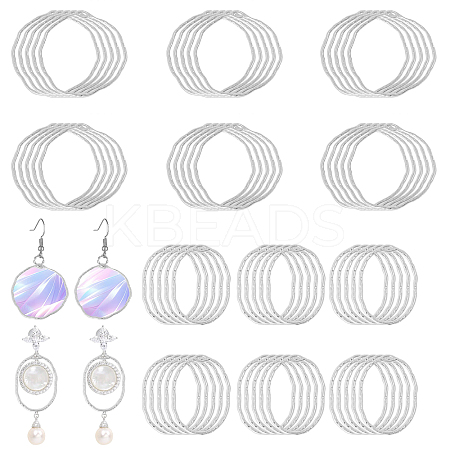 64Pcs 2 Styles Alloy Open Back Bezel Pendants FIND-CA0009-34B-1