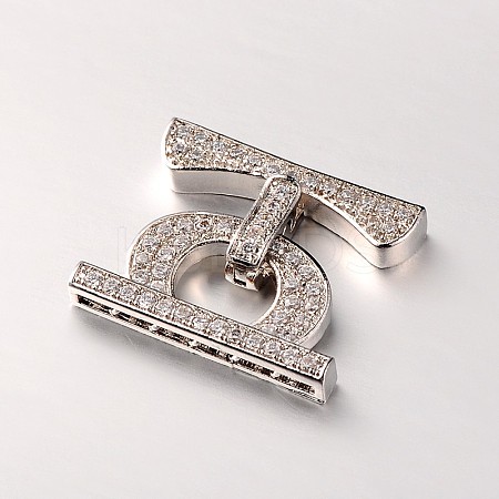 Brass Micro Pave Cubic Zirconia Fold Over Clasps ZIRC-M045-P-RS-1