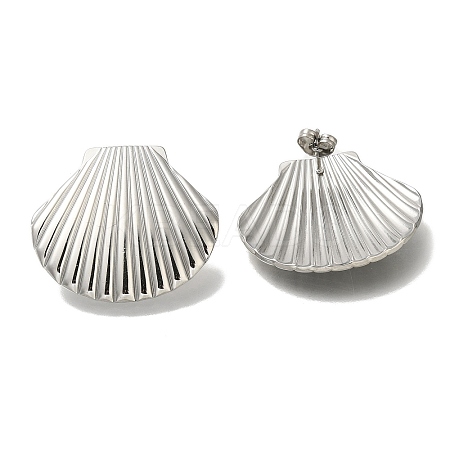 304 Stainless Steel Shell Shape Stud Earrings for Women EJEW-U027-04P-1